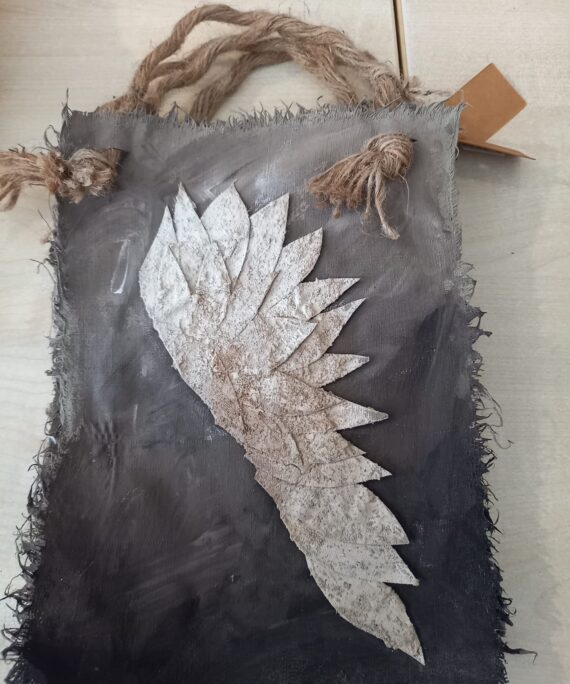 Hanger doek Vleugel, jute, handgemaakt