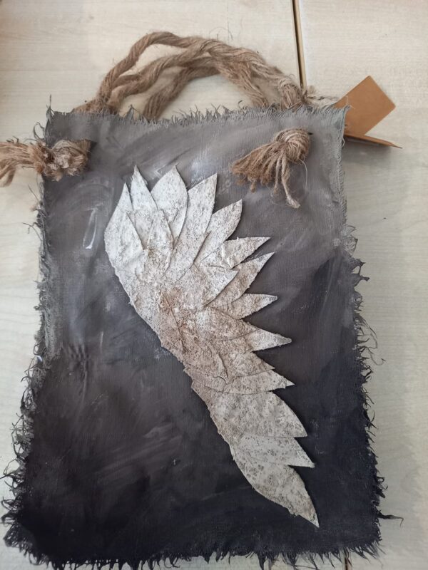 Hanger doek Vleugel, jute, handgemaakt