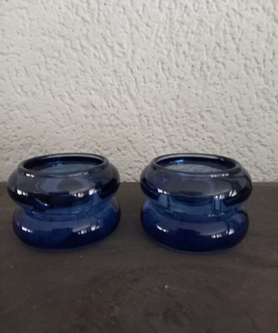 Waxinelichthouder, glas, 2 ringen