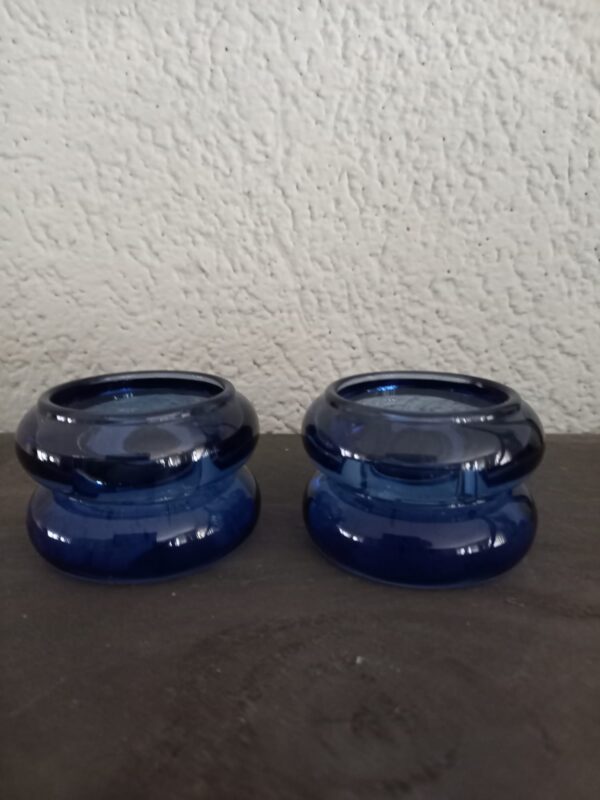 Waxinelichthouder, glas, 2 ringen