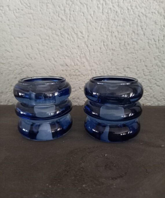 Waxinelichthouder, glas, 3 ringen