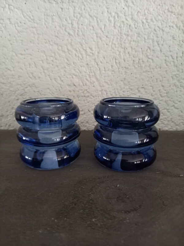 Waxinelichthouder, glas, 3 ringen